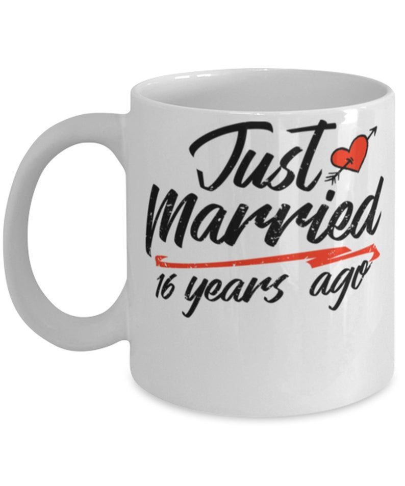 16Th Wedding Anniversary Mug, Gift For Couple, Husband & Wife, Him & Her, Just Married 16 Years Ago