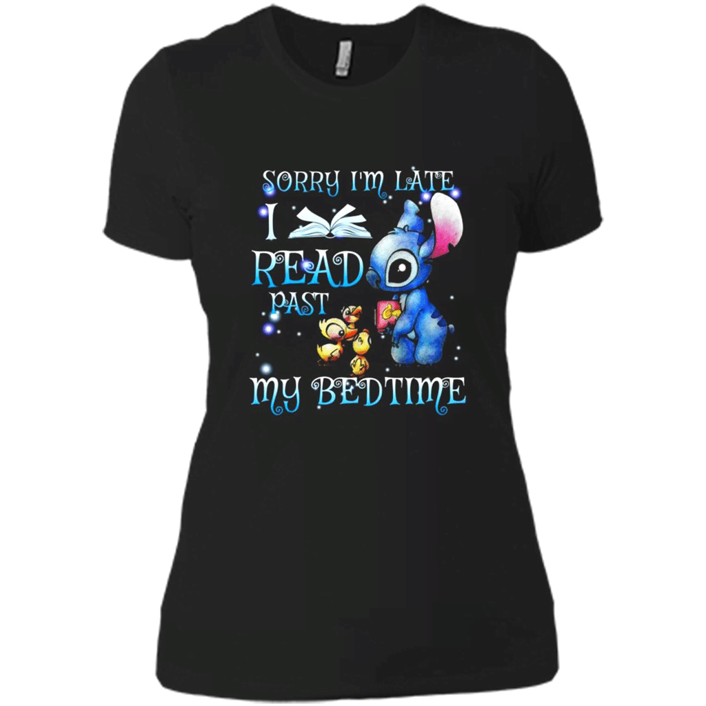 Sorry Im Late I Read Past My Bedtime Stitch And Duck Being Best Friend – Ladies Boyfriend T-Shirt