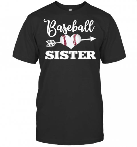 Baseball Sister Heart Cool Softball Usa Sports Player Gift T Shirt