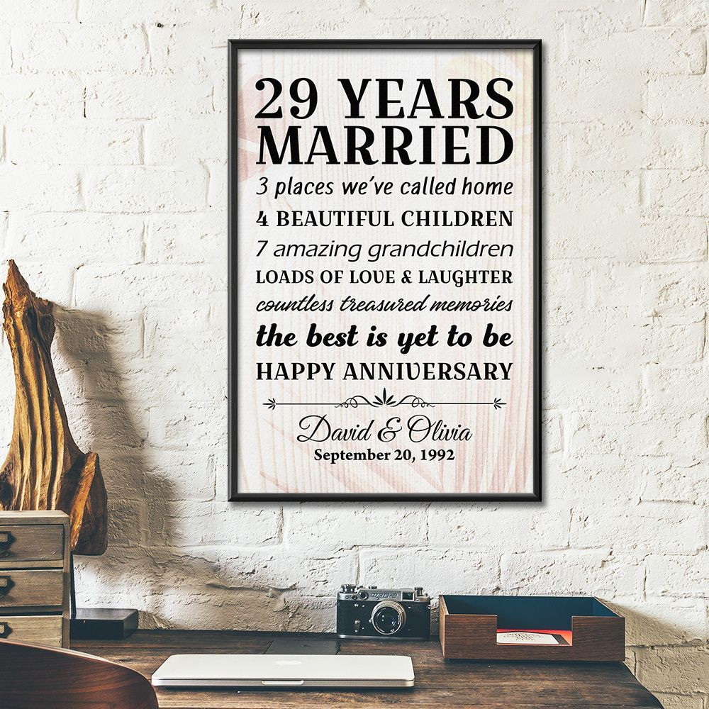 29Th Wedding Anniversary Gifts Poster For Couple, Grandparents, Grandpa, Grandma