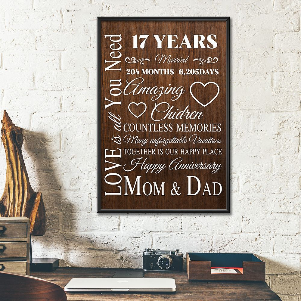 17Th Wedding Anniversary Gifts Poster For Parent, Couple, Mom & Dad