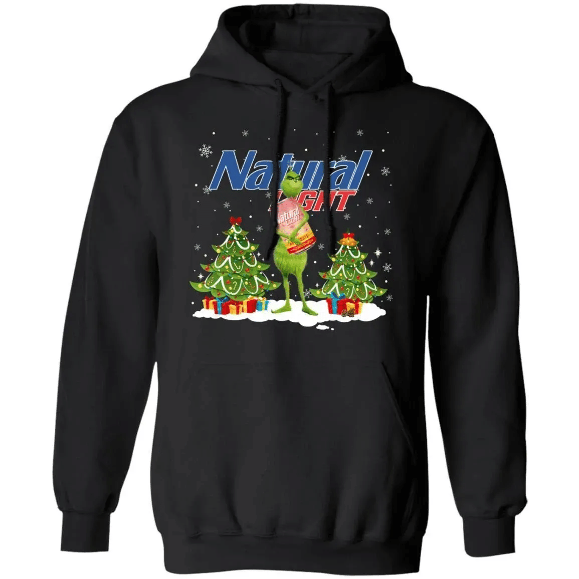 Christmas Hoodie Grinch Holding Natural Light Xmas Beer Hoodie Pt11