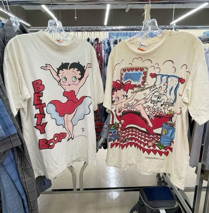 Vintage 90s Custom Betty Boop Cartoon Thrift Shirt Outfit, Shirt Outfit Idea