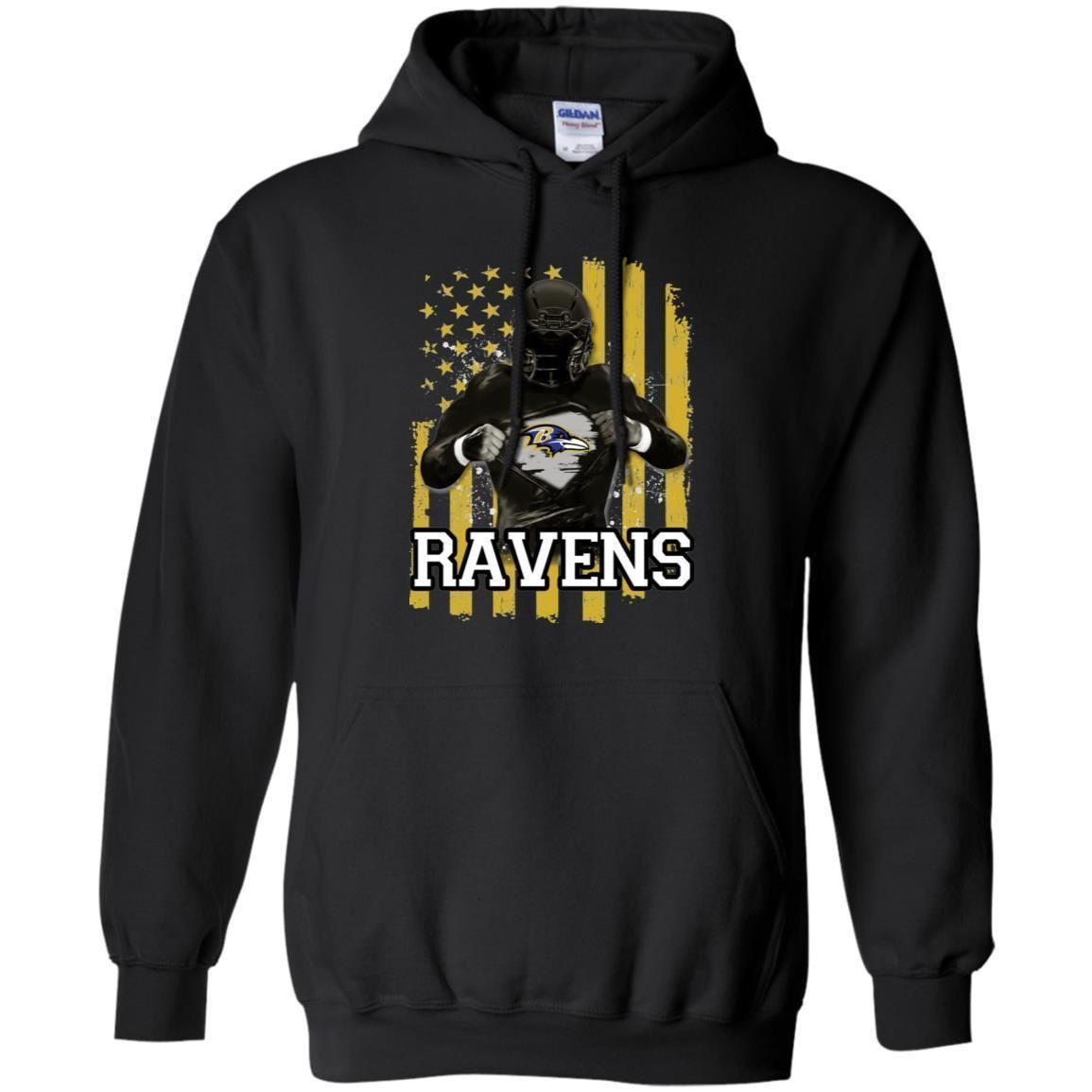 Baltimore Ravens Inside American Flag Football Hoodie Gift Va07