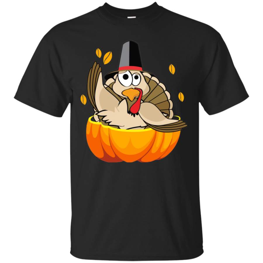 Thanksgiving Holidays Shirt Unisex Turkey in Pumpkin Cotto