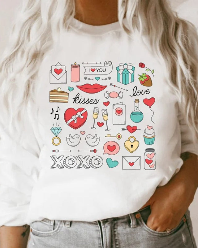 Valentine’S Heart Doodles Clipart, Love Sweatshirt