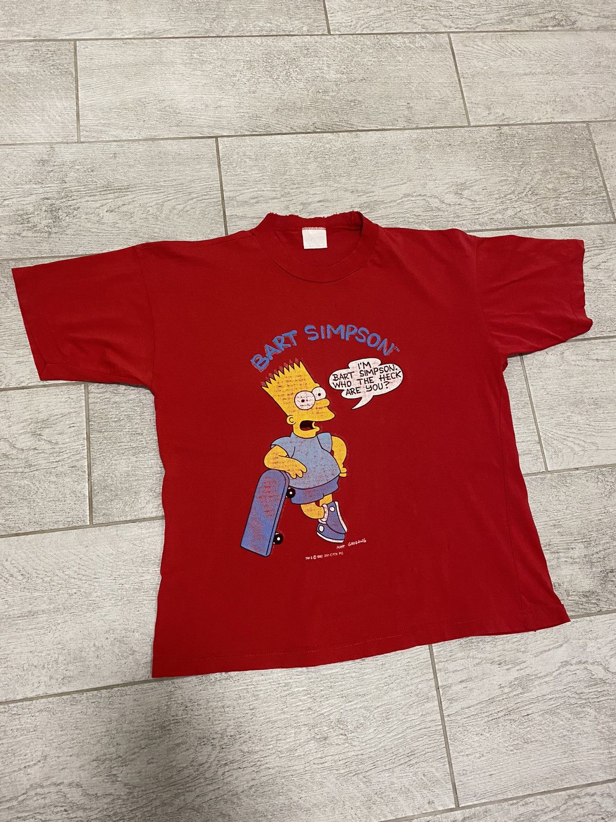 Bart Simpson Vintage 90s C.Fox Red Crew Neck T-shirt, Shirt Outfit, Gift For Men, For Women