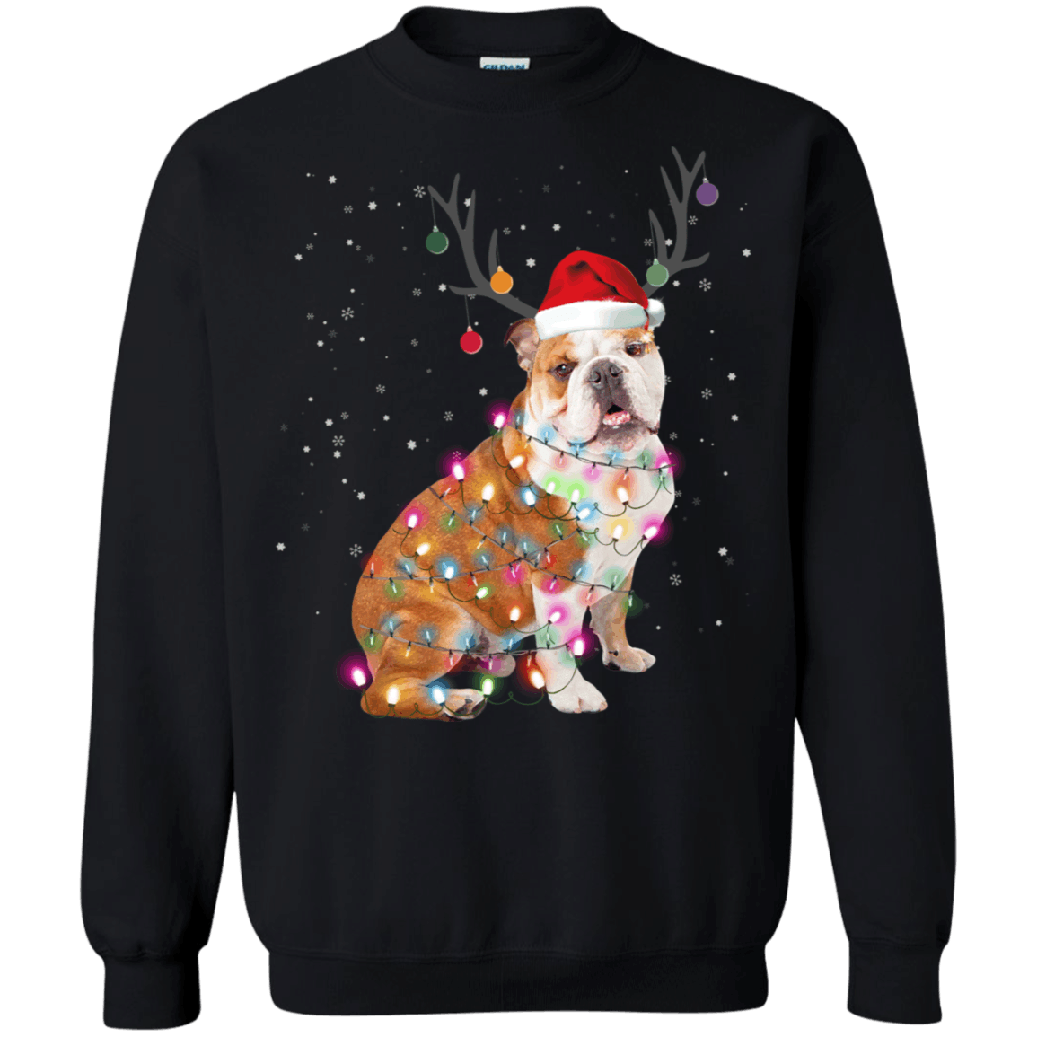 Christmas Lights Bulldog Dog Funny Xmas Sweatshirt