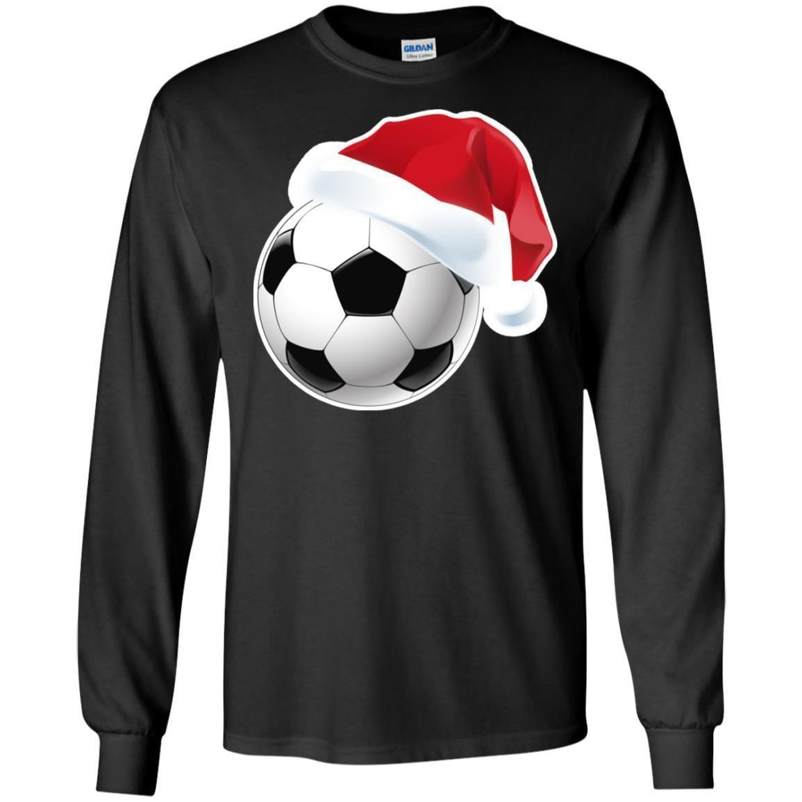 Soccer With Santa Claus Hat X-Mas Shirt For Soccer Lovers