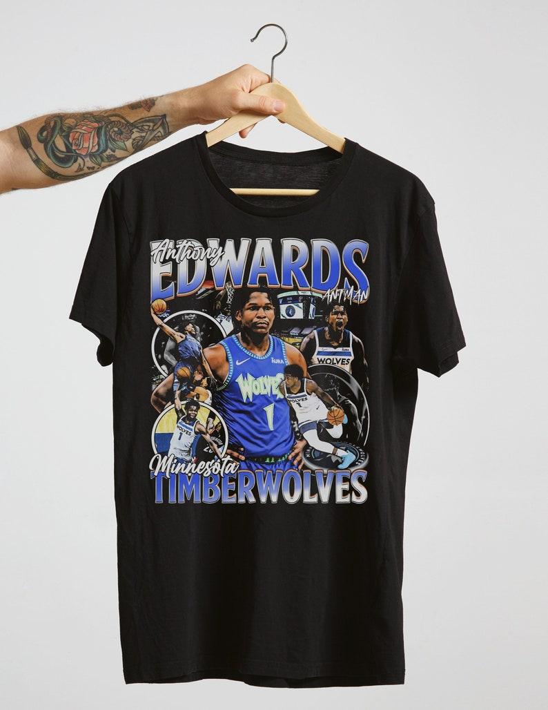 Anthony Edwards Shirt Vintage Graphic Tee Minnesota Basketball Jersey Anthony Edwards Bootleg Classic 90s Style Gift for Timberwolves Fan