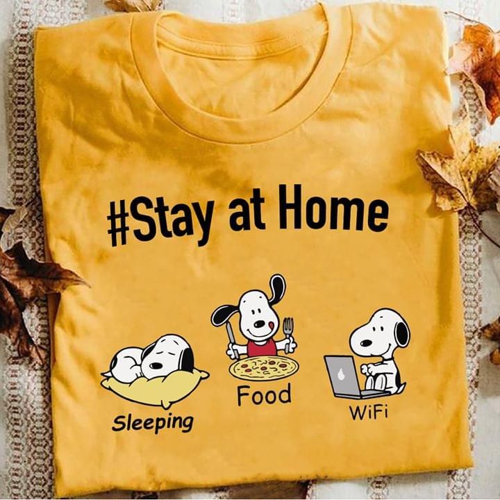 Snoopy Stay At Home Sleeping Food And Wifi T Shirt, Shirt Outfit Idea