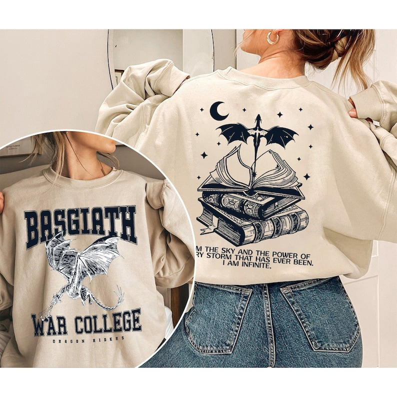 Vintage War College Dragon Rider Both Side Print Sweatshirt