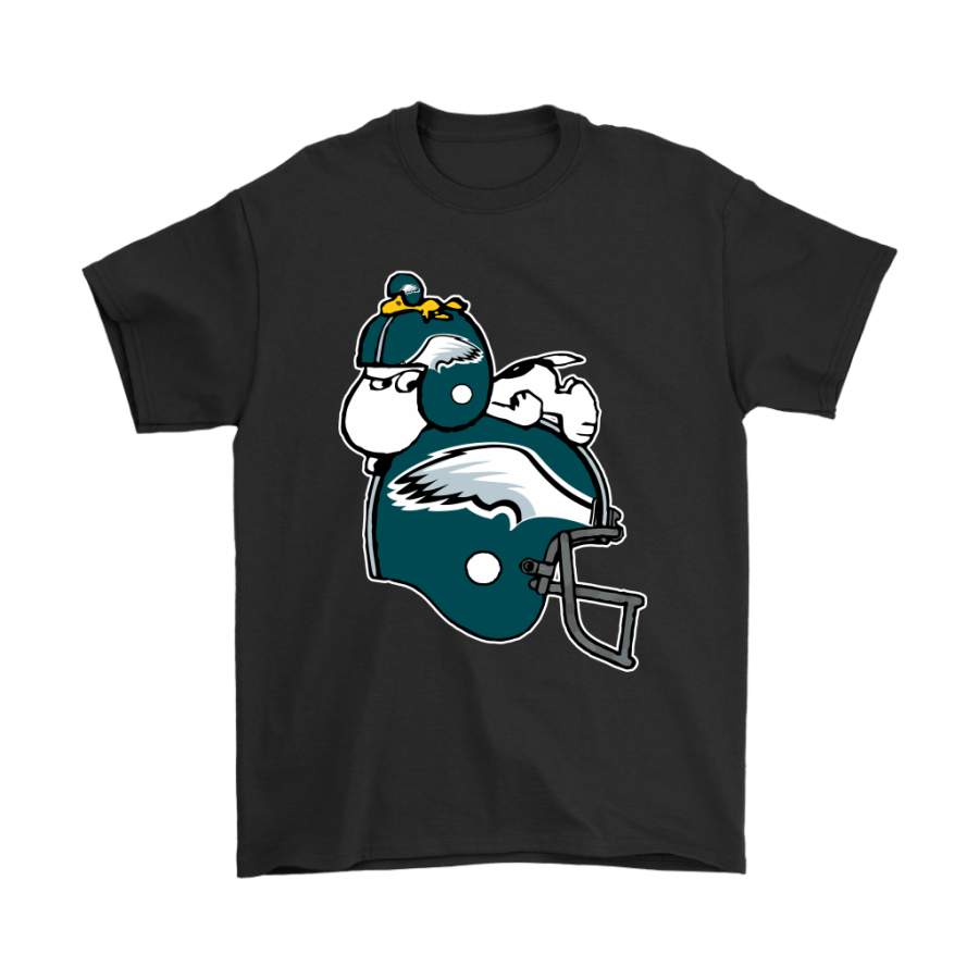 Snoopy And Woodstock Resting On Philadelphia Eagles Helmet Shirts, Shirt Outfit Idea