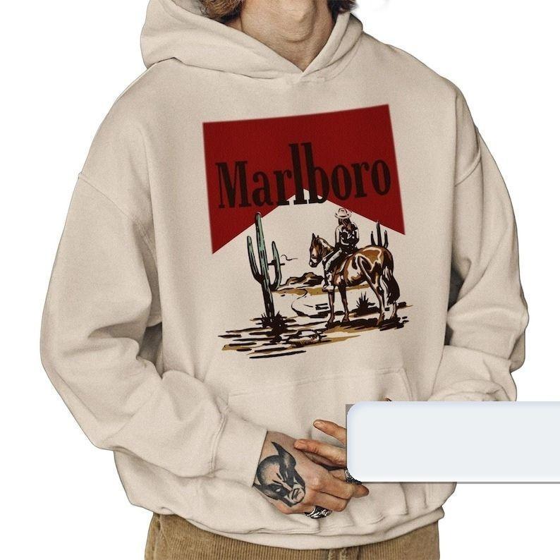 Vintage Marlboro Cowboy Wild West Hoodie,Marlboro Hoodie, Cowboy Apparel, Marlboro Cowboy Hoodie