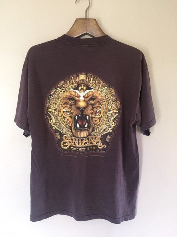 Vintage 1998 Carlos Santana De Aztlan Music From The Heart Tour Album Promo Concert T Shir Shirt