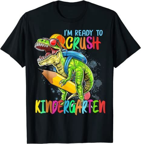 Back To School 2021 – I’M Ready To Crush Kindergarten T Rex Dino Holding Pencil  Youth, Adult T-Shirt