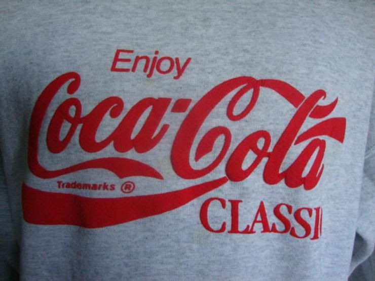 Vintage 90 Enjoy Coca Cola Classic Soft Drinks Company Gray Crew Neck Shirt Taille Shirt