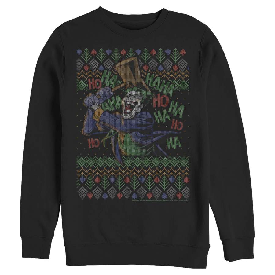 Batman Men’s Ugly Christmas Joker Ha Ha  Sweatshirt