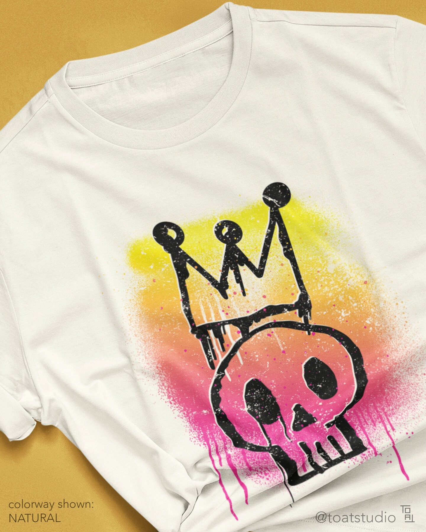 Skull King Unisex T-shirt, Y2K Grunge, Graffiti Paint Dripping Skull Face, Crowned King, King Me Tee, Spray Paint Art, Kawaii Royalty Skull