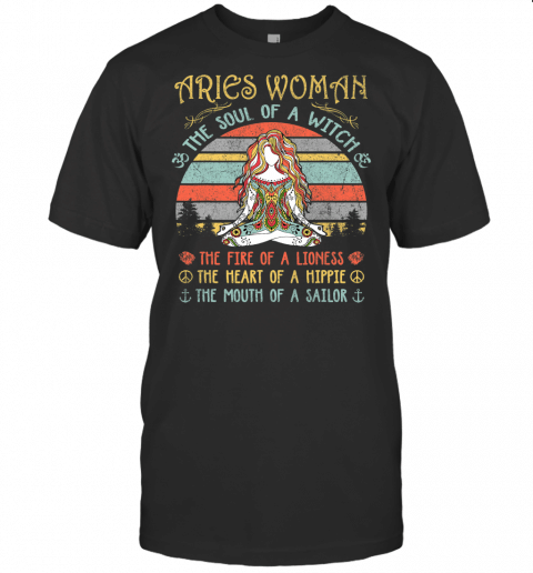 Aries Woman The Soul Of A Witch Vintage Birthday Gift T Shirt