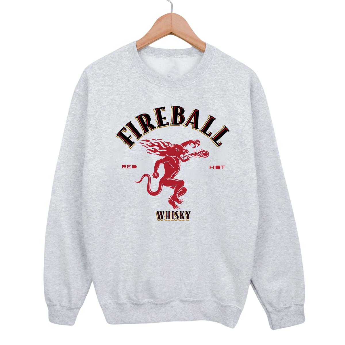 Vintage Fireball Whisky Crewneck Sweatshirt, Party Sweatshirt For Fall and Winte, Unisex Sweatshirt