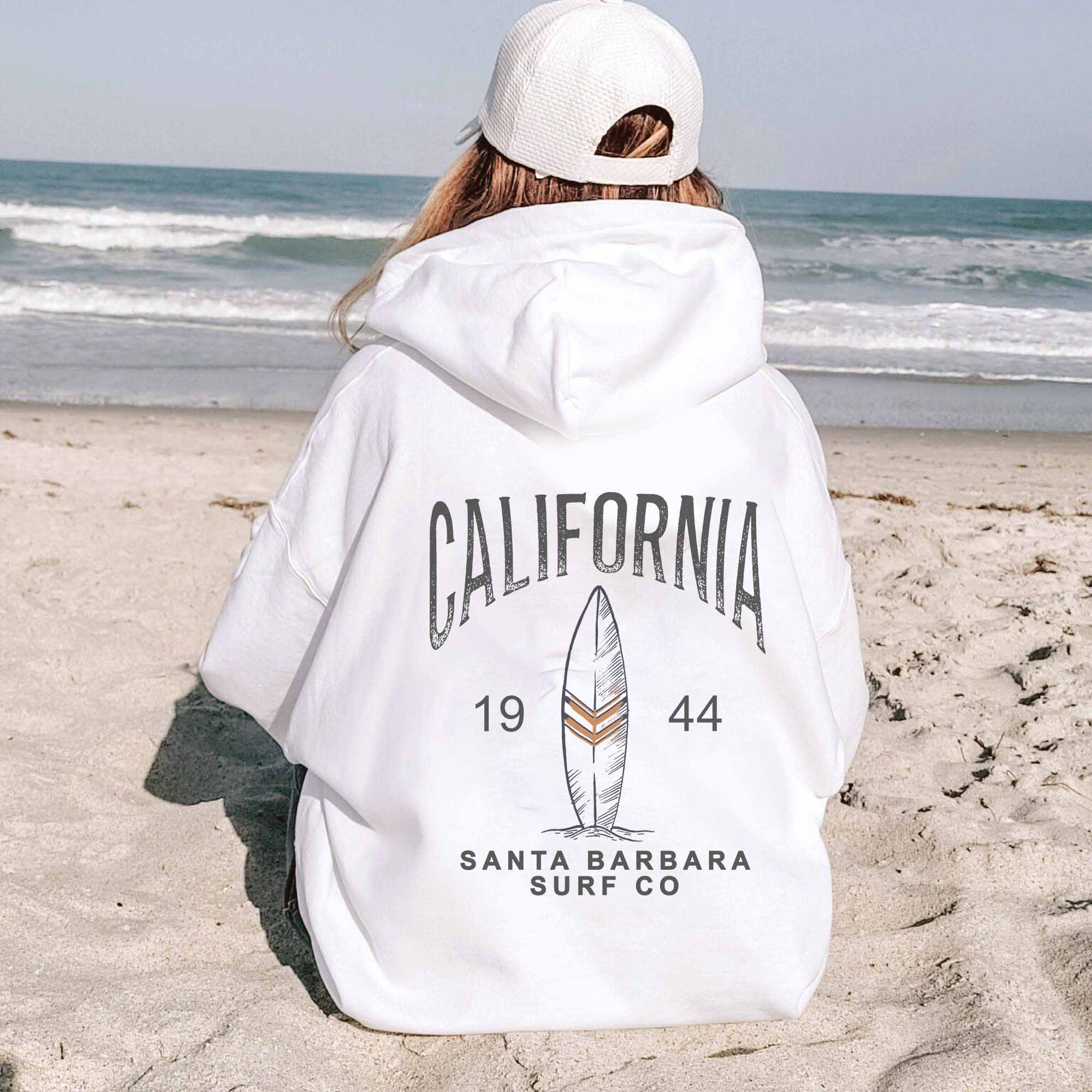 Women’S California Surf Print Casual Hoodie