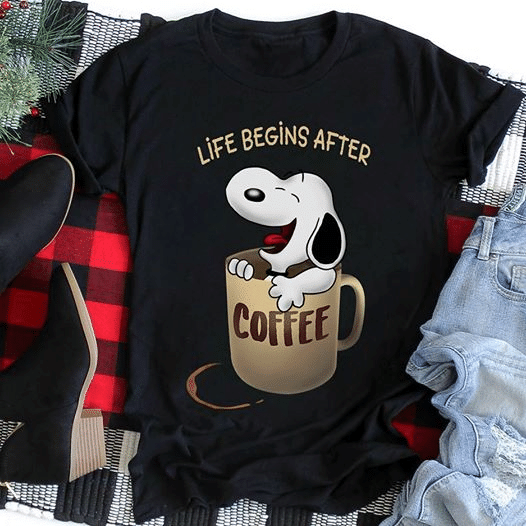 Snoopy Dog Life Begins After Drink Coffee T Shirt, Shirt Outfit Idea