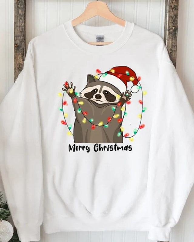 Christmas Sweatshirt, Christmas Raccoon Sweatshirt