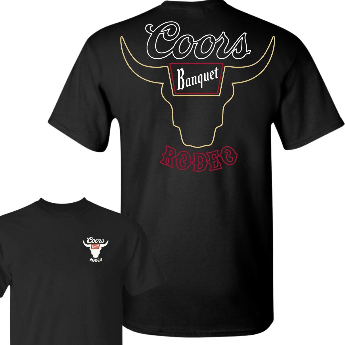 Coors Banquet Rodeo Neon Front and Back Print T-Shirt