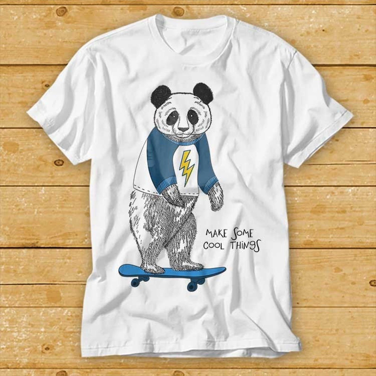 Cool Panda Skateboarding Flash Storm Skate Board T-Shirt Make Some Things 2039