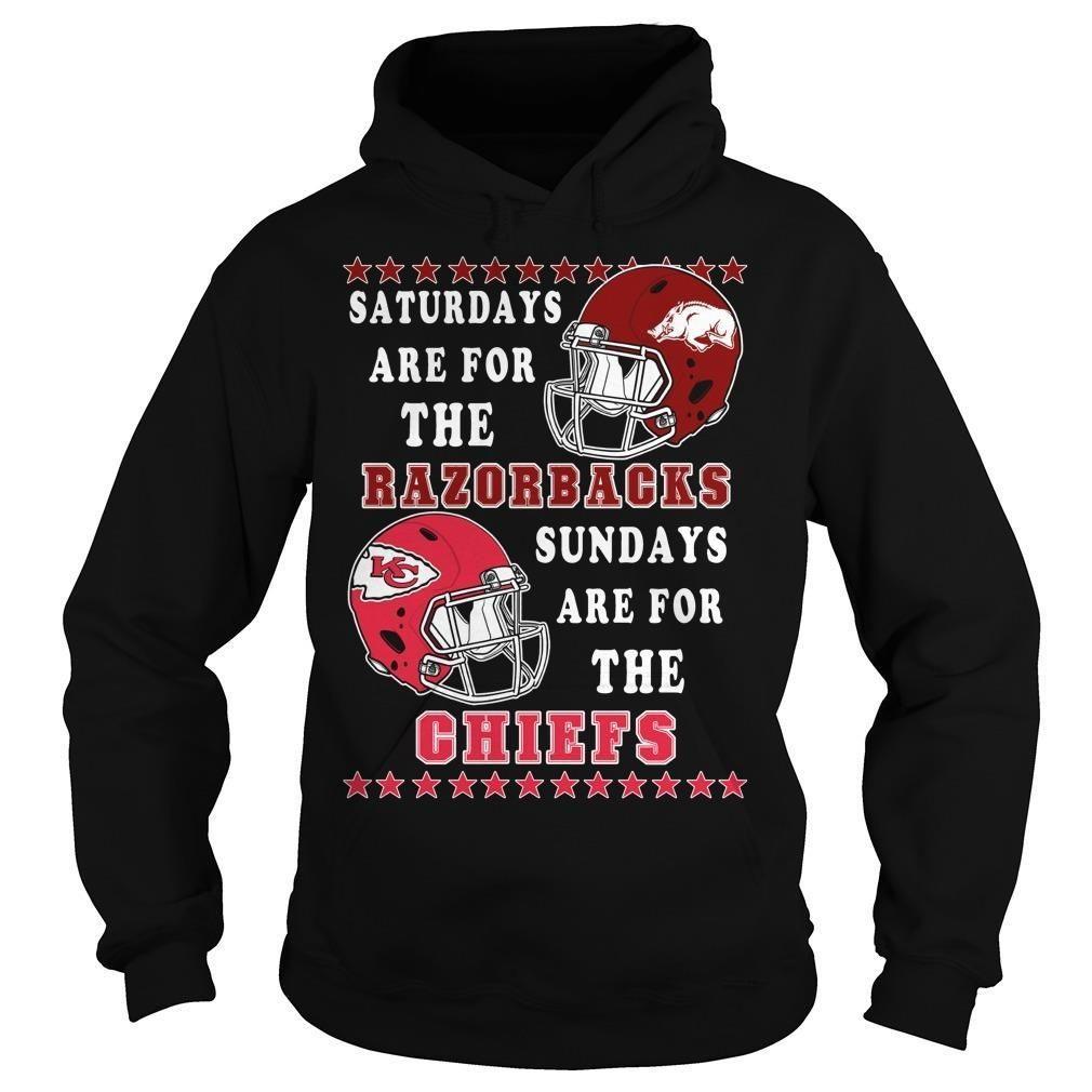 Saturdays For Razorbacks Sundays For Kansas City Chiefs Cool Us Football Helmets Fans Shirts