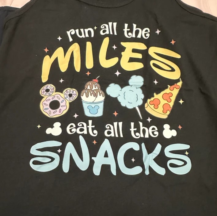 Run all the Miles Eat all the Snacks Disney Characters Tee Shirt Outfit, Shirt Outfit Idea