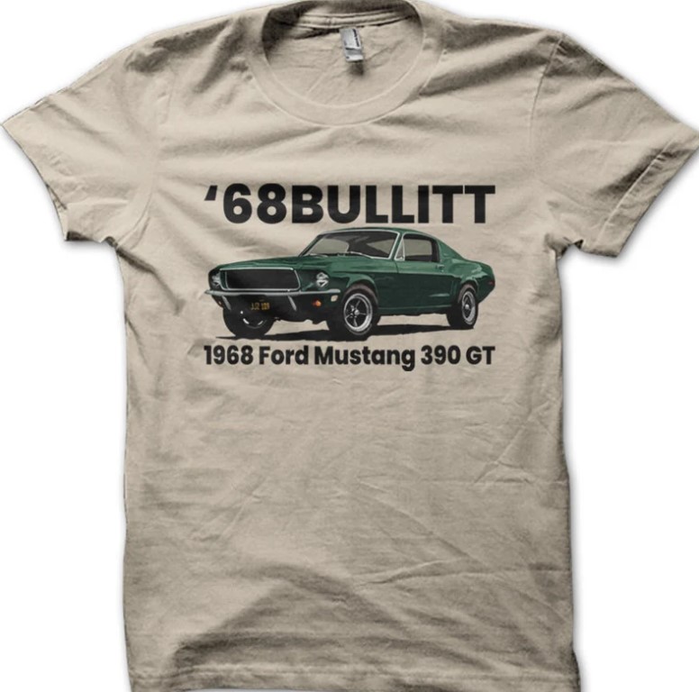 68 Bullitt 1968 Ford Mustang 390 GT Retro Tee Shirt Outfit, Shirt Outfit Idea