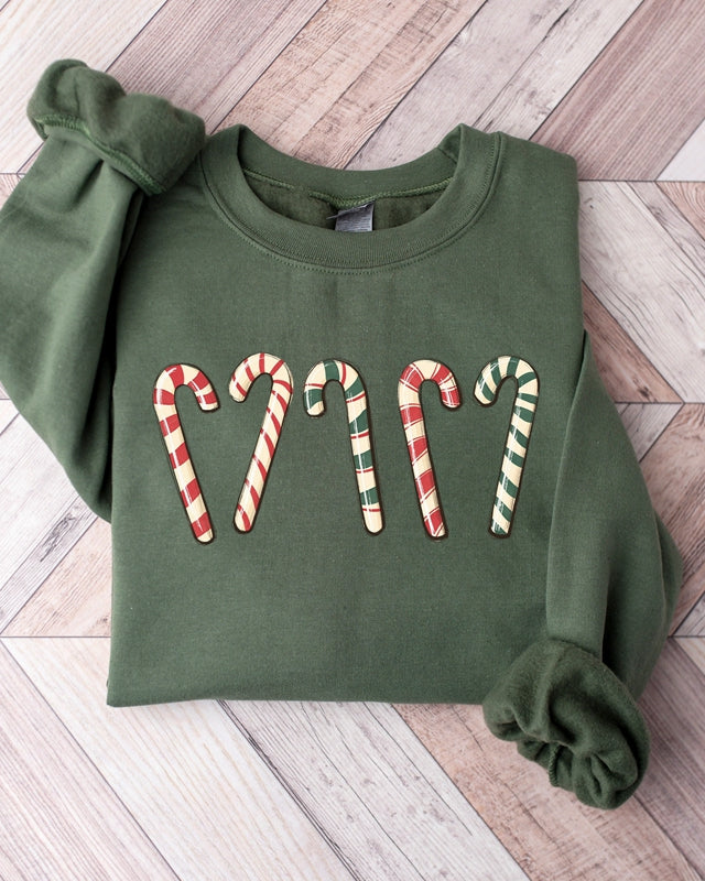 Candy Cane Sweatshirt, Vintage Comfort Sweatshirt