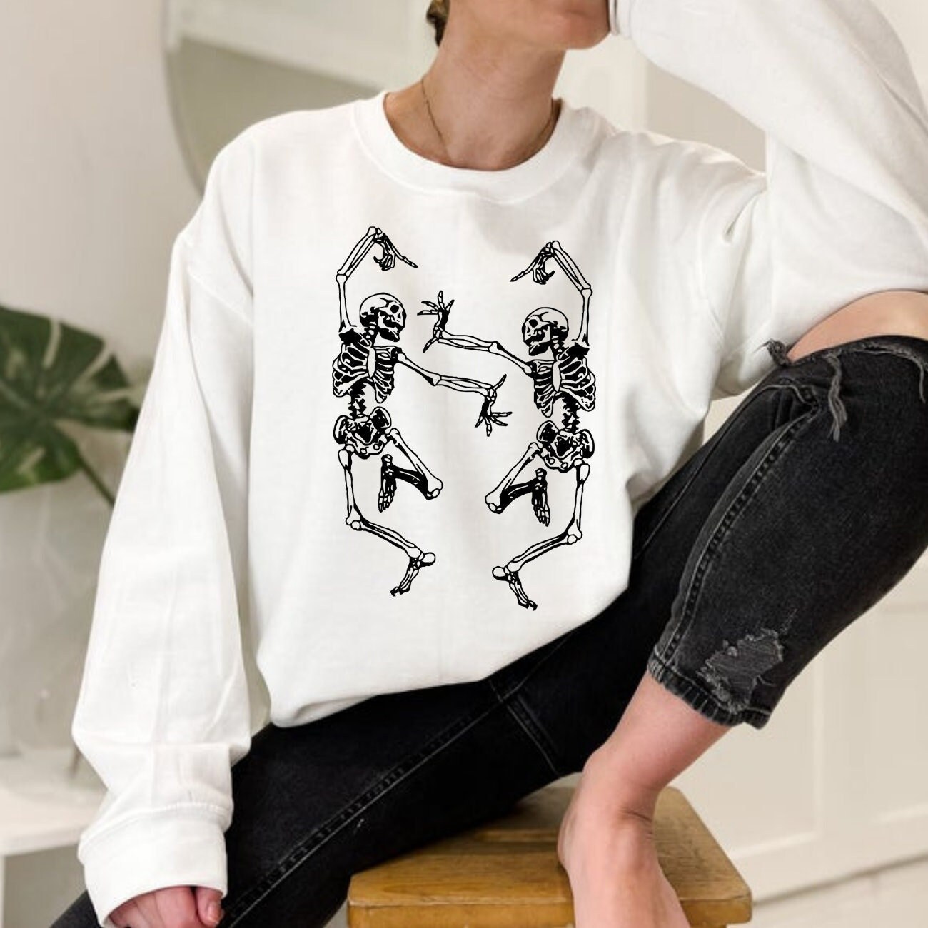 Dancing Skeletons Sweatshirt Halloween Sweatshirt Fall Sweatshirt Oversized sweatshirt Trendy Halloween Crewneck Trendy Sweatshirt