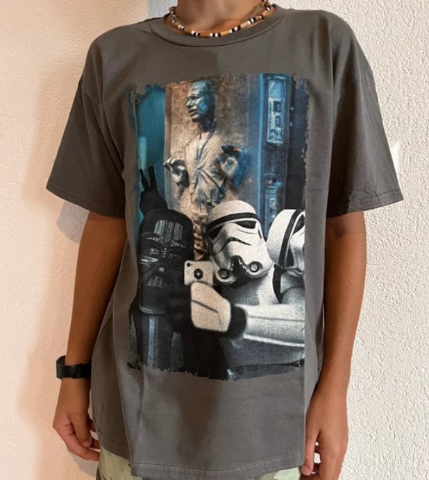 Star Wars StormTrooper Darth Vader Selfie Han Solo Frozen in Carbonite Tee Shirt Outfit, Shirt Outfit Idea