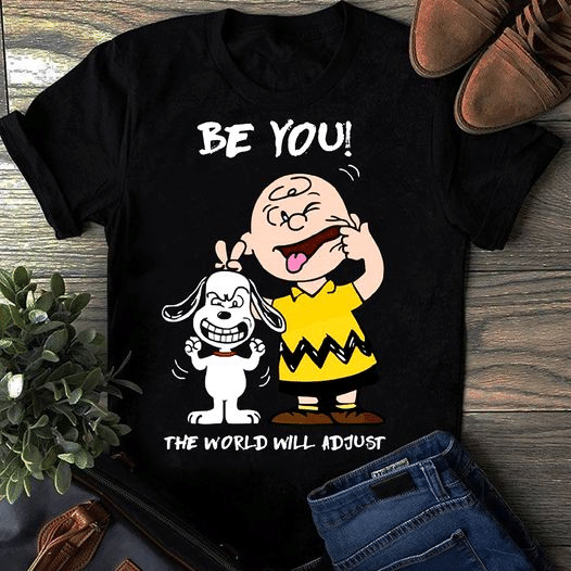 Snoopy Dog And Charlie Brown Smile Be You The World Will Adjust T Shirt, Shirt Outfit Idea