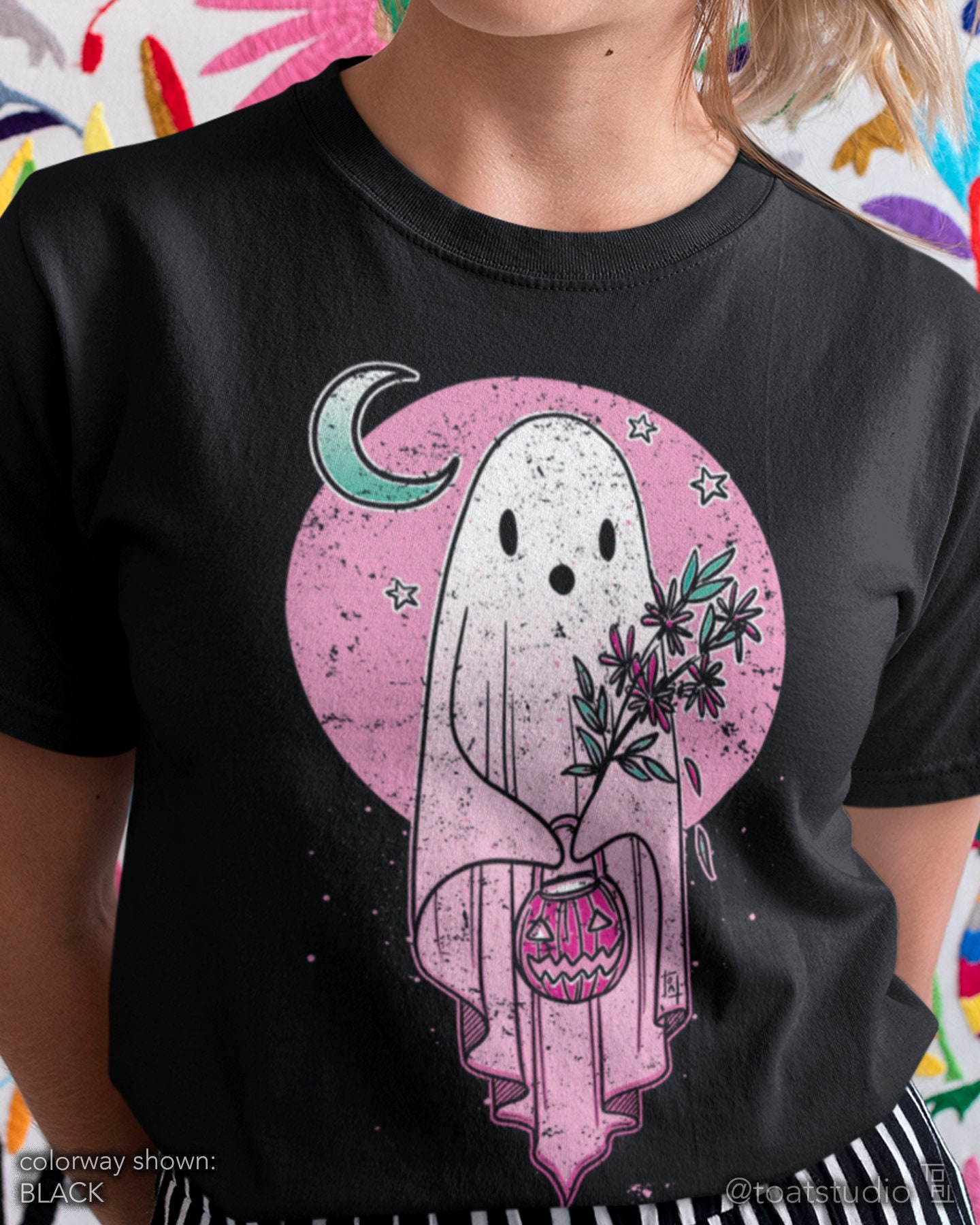 Trick or Treat Ghost Unisex T-shirt, Cute Halloween Shirt, Spooky Season, Cute Paranormal Activity, Funny Ghost Shirt, JackOLantern Flowers