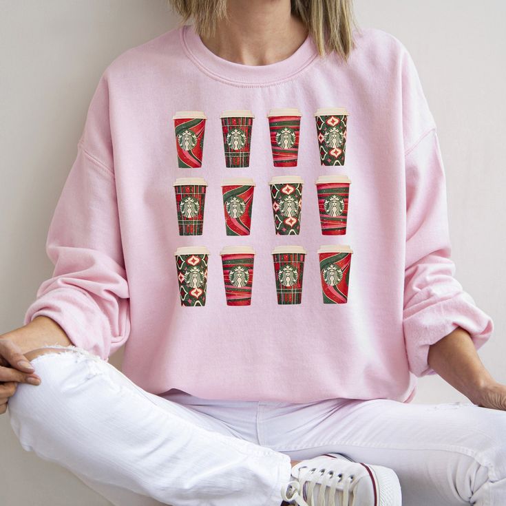 Christmas Cups, Coffee, Photo Grid Sweatshirt, Trend – Large / Heather Dark Grey, Halloween Costume Ideas