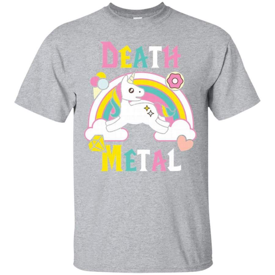 Death Metal Unicorn Rainbow TShirt Sarcastic Music Graphic