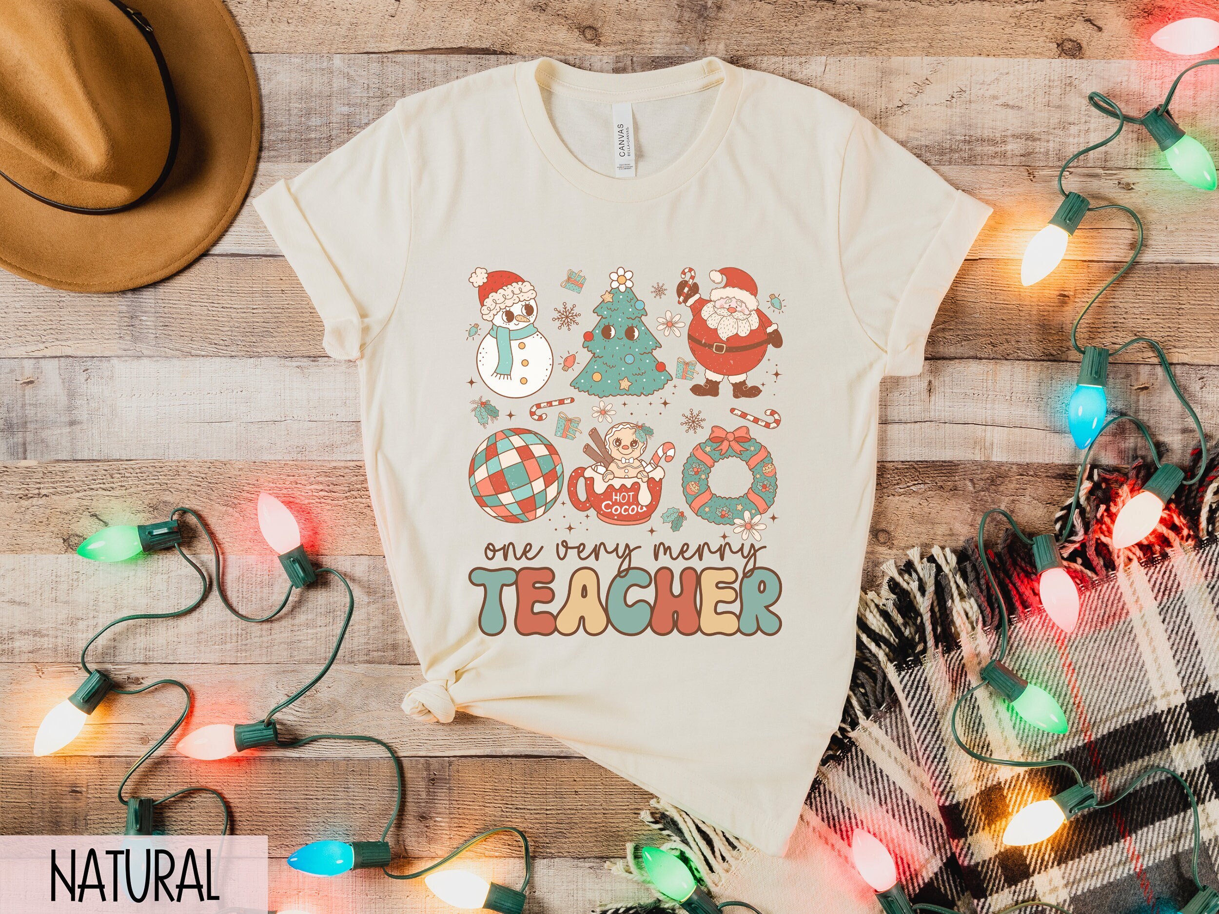 Teacher Christmas Shirt, One Very Merry Teacher Holiday Tshirt, Retro Christmas Teacher T-Shirt, Xmas Teacher Teams Shirt, Gift For Teacher