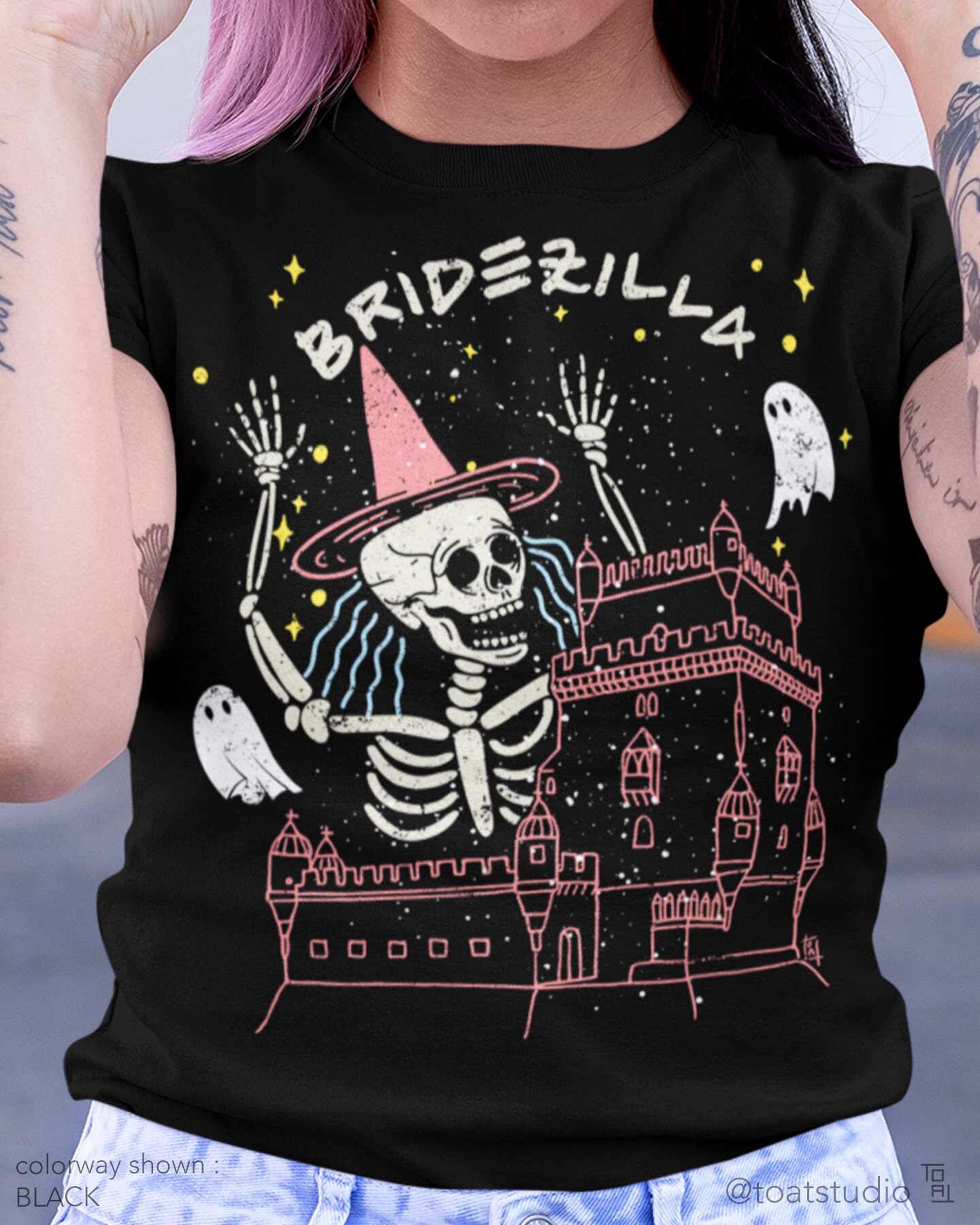 Spooky Bridezilla Unisex T-shirt, Witch Is Hitched, Alternative Couple, Grunge Bride, Dark Bride, Spooky Bachelorette, Til Death Do Us Part