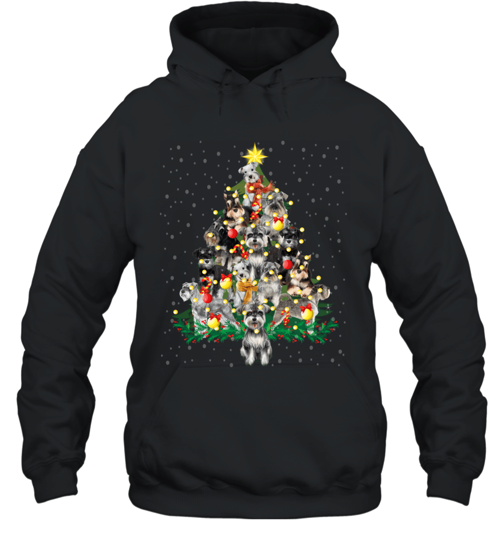 Schnauzer Dogs Christmas Pine Tree Funny Shirt Hoodie