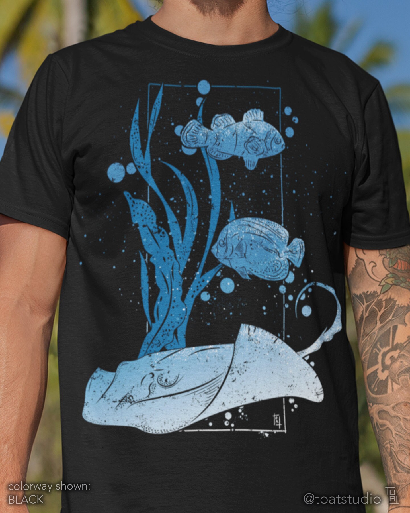 Stingray Unisex T-shirt, Shark Silhouette , Marine Life, Aquatic Wildlife, Coral Reef, Save The Planet, Manta Ray Illusration, Deep Sea Love