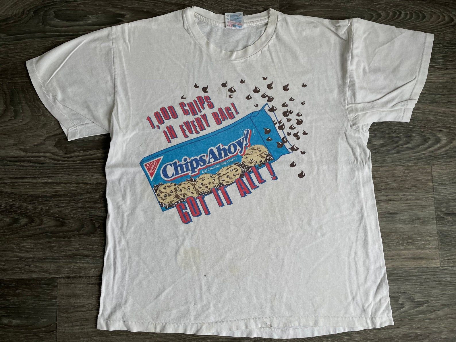 Chips Ahoy Shirt 90S Vintage Chocolate Chip Cookies Ad Promo Tshirt L