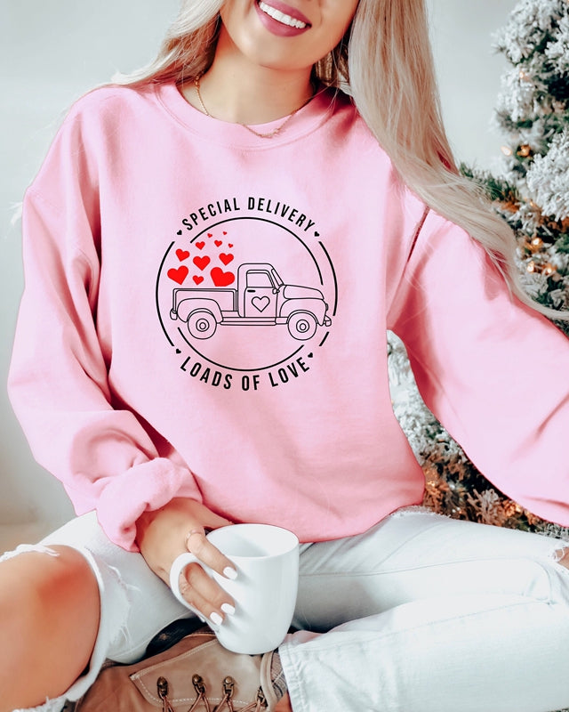 Valentines Truck With Heart Sweatshirt