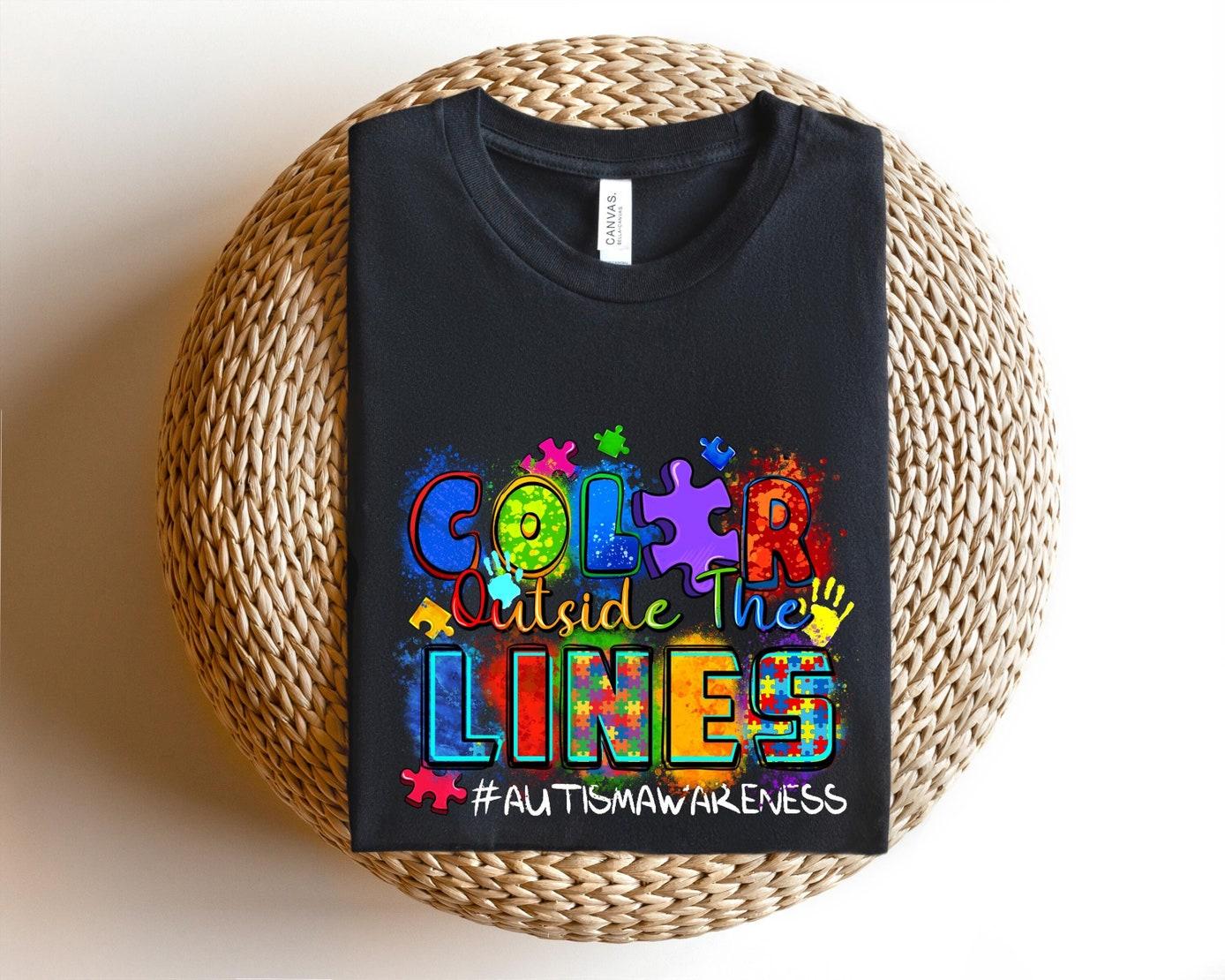 Color outside the lines Autism Awareness Shirt,Autism Awareness Shirt, Autism Mom Shirt, Autism Shirt