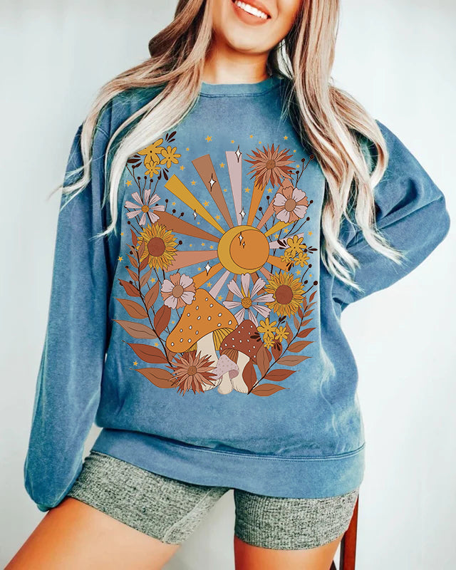 Bohemian Retro Sun Moon Comfort Colors Sweatshirt