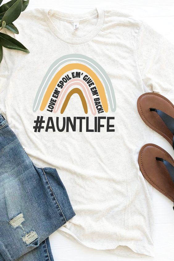 Auntie Shirt, Rainbow Shirt, Aunt Tee Shirt