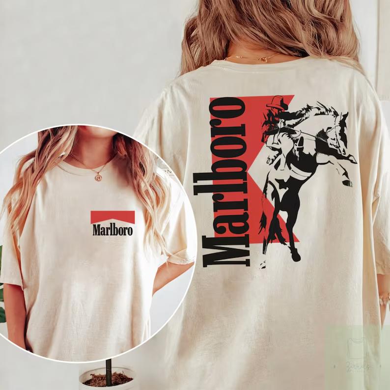 Vintage Marlboro Cowboy Wild West Shirt, Boho Shirt, Cowboy Rodeo Tshirt, Country Music Tee Gift